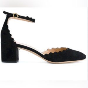 Chloé Lauren Ankle-Strap Pumps in Black Suede